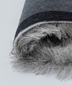 Round velvet rug - Auréa silver - close up, thumbnail