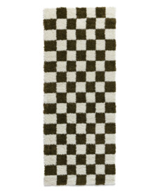 Checkerboard runner - Check ivory/olive green - overzicht, thumbnail