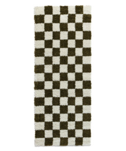Checkerboard runner - Check ivory/olive green - overzicht