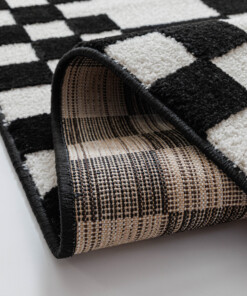 Checkerboard rug - Nivo Maeve white/black - close up, thumbnail