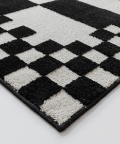 Checkerboard rug - Nivo Maeve white/black - close up