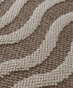 Outdoor rug​ - Dunor Ripple brown/beige - close up, thumbnail