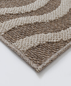 Outdoor rug​ - Dunor Ripple brown/beige - close up, thumbnail
