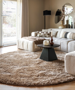 Round shaggy rug​ - Meadow beige - sfeer