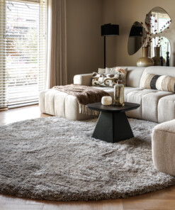 Round shaggy rug​ - Meadow grey - sfeer
