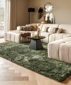 Shaggy rug - Meadow olive green - sfeer