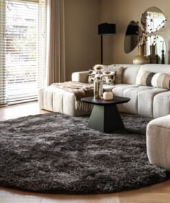 Round shaggy rug​ - Meadow anthracite - sfeer