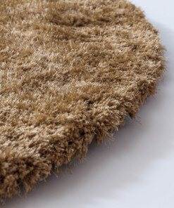 Round shaggy rug​ - Meadow beige - close up, thumbnail
