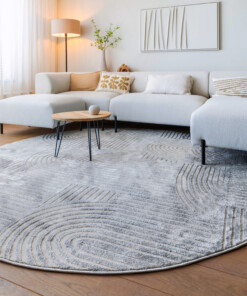 Round Scandinavian rug - Contour Bend grey - sfeer