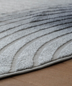 Round Scandinavian rug - Contour Curve grey - close up