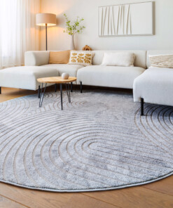 Round Scandinavian rug - Contour Curve grey - sfeer