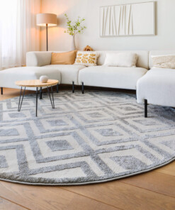 Round Scandinavian Rug - Contour Diamond Grey - sfeer