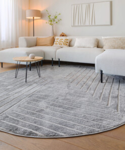 Round Scandinavian rug - Contour Edge grey - sfeer