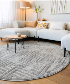 Round Scandinavian Rug - Contour Gem Grey - sfeer