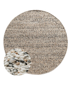 Round wool rug - Bergull ivory/grey - overzicht