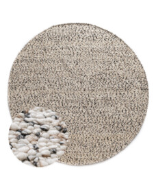 Round wool rug - Bergull ivory/black - overzicht, thumbnail