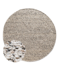 Round wool rug - Bergull ivory/black - overzicht