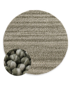 Round wool rug - Fjell olive green - overzicht