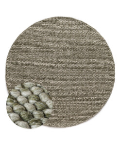 Round wool rug - Løkke olive green - overzicht