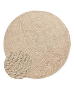 Round wool rug - Tvist licht beige - overzicht