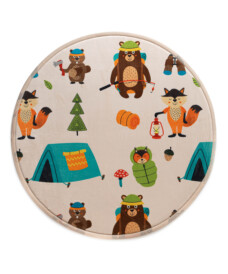 Round play mat - Pluffy Forest animals multi - overzicht, thumbnail