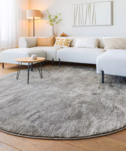Round velvet rug - Flair grey - sfeer