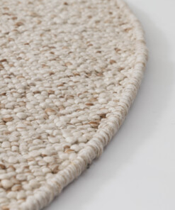 Round wool rug - Bergull ivory/beige - close up, thumbnail