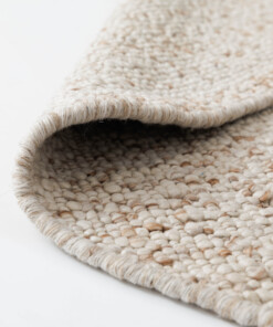 Round wool rug - Bergull ivory/beige - close up, thumbnail