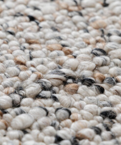 Round wool rug - Bergull ivory/grey - close up, thumbnail