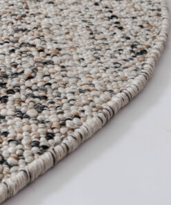Round wool rug - Bergull ivory/grey - close up, thumbnail