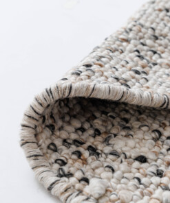 Round wool rug - Bergull ivory/grey - close up, thumbnail