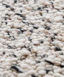 Round wool rug - Bergull ivory/black - close up, thumbnail