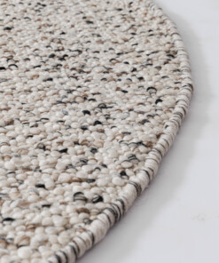 Round wool rug - Bergull ivory/black - close up, thumbnail