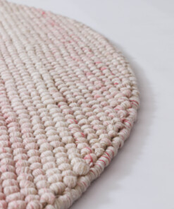 Round wool rug - Fjell cream/pink - close up