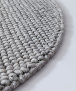 Round wool rug - Fjell light grey - close up