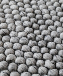 Round wool rug - Fjell light grey - close up, thumbnail