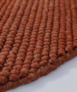Round wool rug - Fjell terracotta - close up