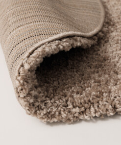 Round thick rug - Shaggy Grand beige - close up, thumbnail