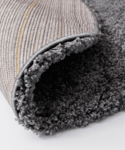 Round thick rug - Shaggy Grand dark grey - close up, thumbnail