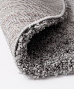 Round thick rug - Shaggy Grand light grey - close up, thumbnail