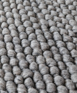 Round wool rug - Løkke light grey - close up, thumbnail
