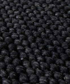 Round wool rug - Løkke black - close up, thumbnail