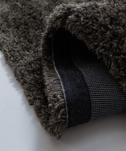 Round shaggy rug​ - Meadow anthracite - close up, thumbnail