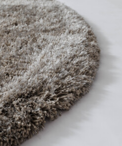 Round shaggy rug​ - Meadow grey - close up, thumbnail