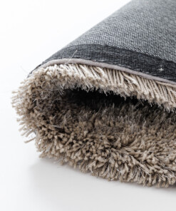 Round shaggy rug​ - Meadow grey - close up, thumbnail