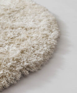 Round shaggy rug​ - Meadow ivory - close up, thumbnail