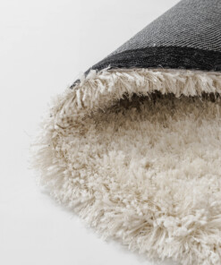 Round shaggy rug​ - Meadow ivory - close up, thumbnail