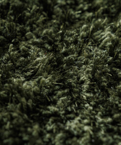 Round shaggy rug​ - Meadow olive green - close up, thumbnail