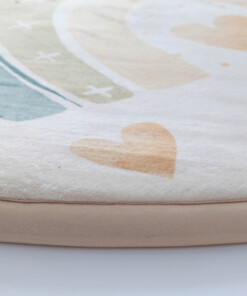 Round play mat - Pluffy Heart cream/multi - close up, thumbnail