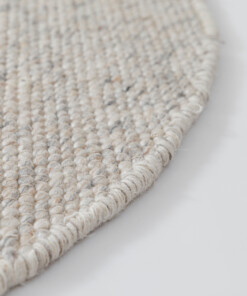 Round wool rug - Silvull beige - close up, thumbnail